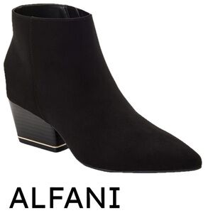SB10 ALFANI Women’s Step Flex Black Micro Armena Almond-Toe Ankle Boots Size 6.